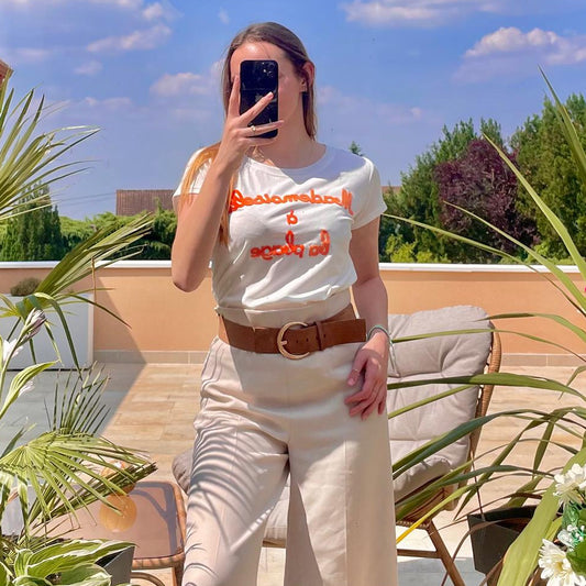 Tee-shirt "Mademoiselle à la plage" orange
